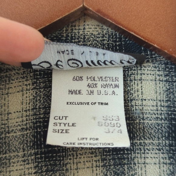 Be Smart 80's Vintage Classic Plaid Short Sleeve Wide Leg Romper Navy Cream 3/4 - Picture 6 of 16